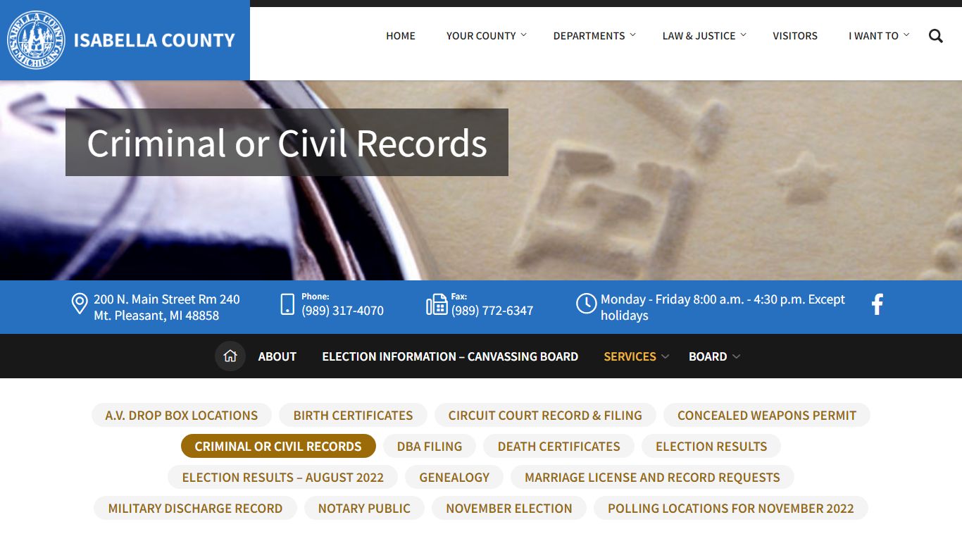 Criminal or Civil Records – Isabella County Michigan