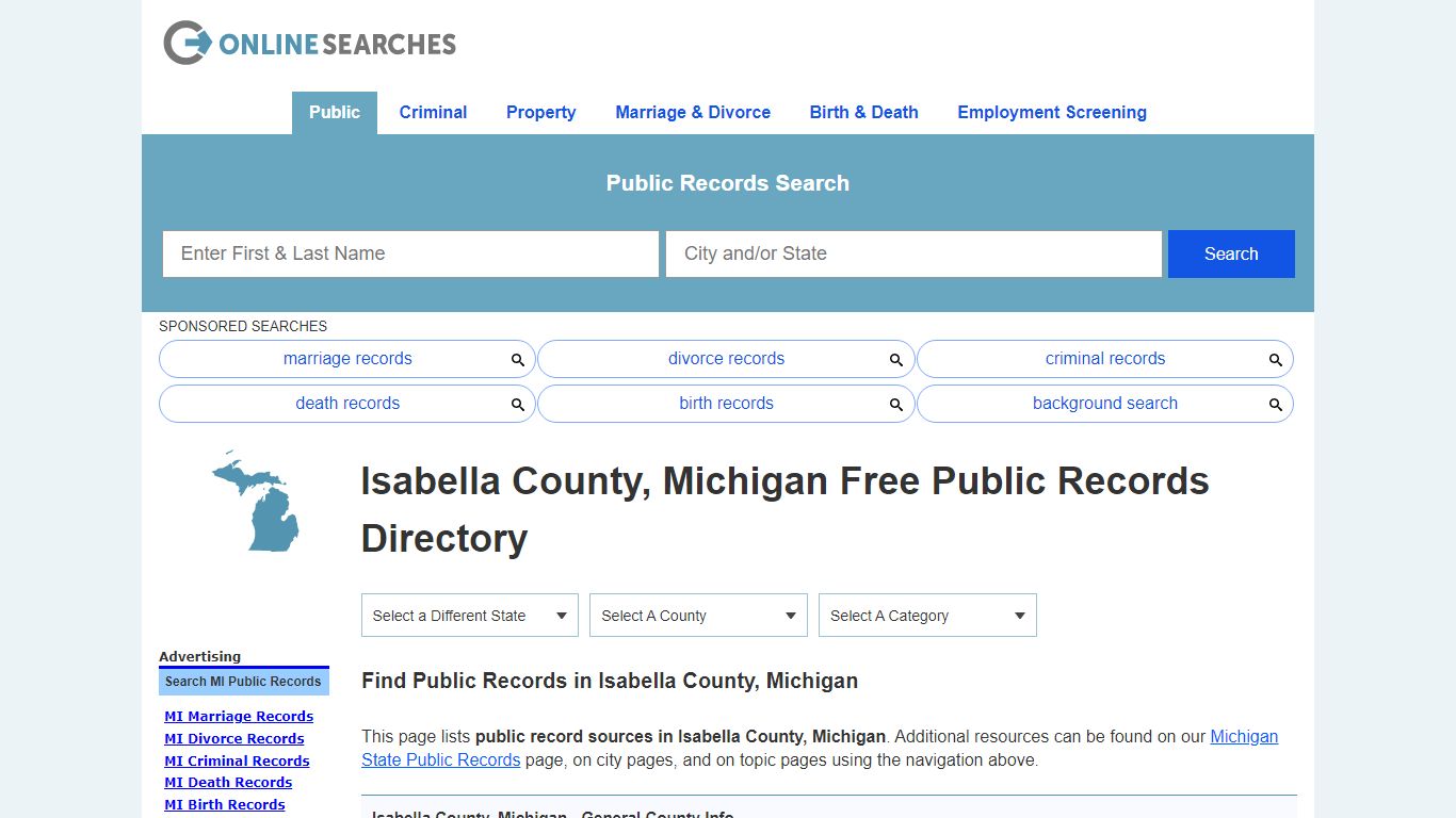 Isabella County, Michigan Public Records Directory